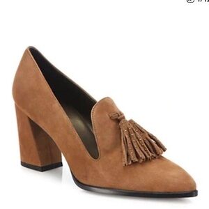 Stuart Weizman Broom Tassel Suede Block-heel Pumps size 7M